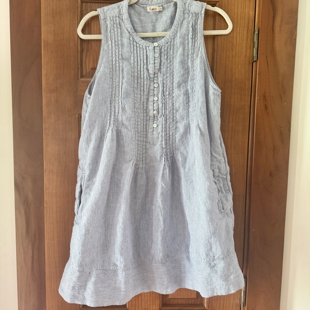 Faherty Isha Blue Mini Stripe Dress Women’s Medium